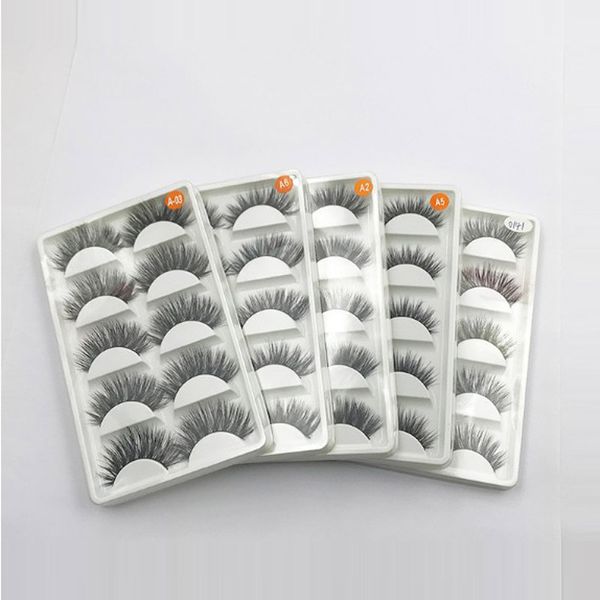 

5 styles 3d mink hair false eyelashes makeup handmade cross long messy fake eye lashes extension make up beauty tools