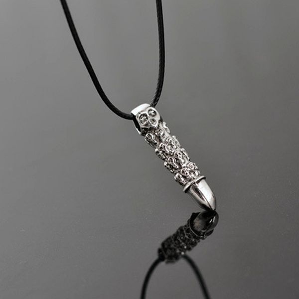 

Hot 10pcs / lot Men's Skull charm pendant necklace Antique silver Fashion Pendant Necklace