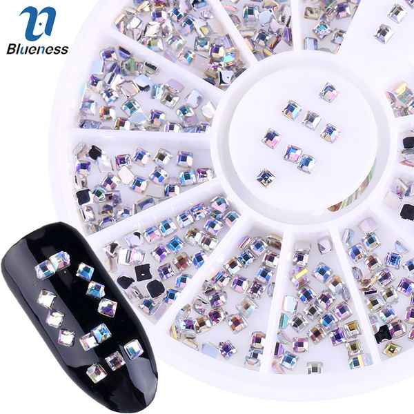 

blueness ab rhinestones square design acrylic drill for nails stud tips glitter 3d nail art diy manicure decorations wheel zp017, Silver;gold