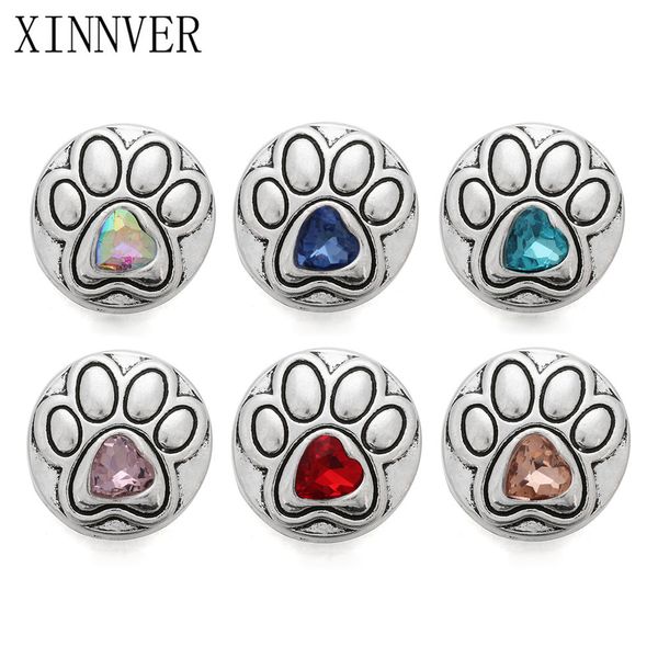 

10pcs/lot new fashion 18mm crystal footprint metal snap button jewelry for bangle women charm bracelets, Golden;silver