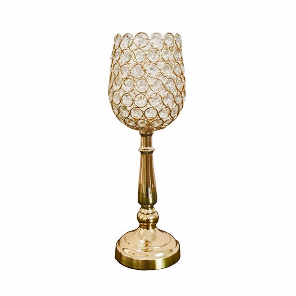 Gold Silver Color Crystal Beaded Flower Stand Candlestick