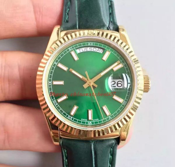 

wholesale - 2018 promotion luxury watches 118138-l series green 36mm 18k gold triangle crack bezel, Slivery;brown