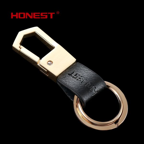 

brands honest high-grade alloy genuine leather men keychain bag pendant elegant business car key chain ring holder jewelry, Silver