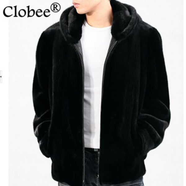 

2018 faux fur jacket winter hooded casual black men's mink overcoat plus size vetement femme hiver faux fur coat outwear v551, Black;brown