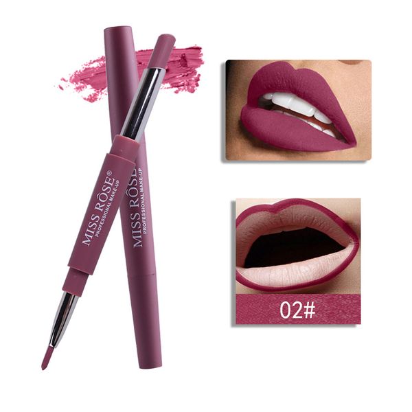 

8 colors new women professional double-end lipstick long lasting waterproof matte lipstick lip liner lip makeup tools