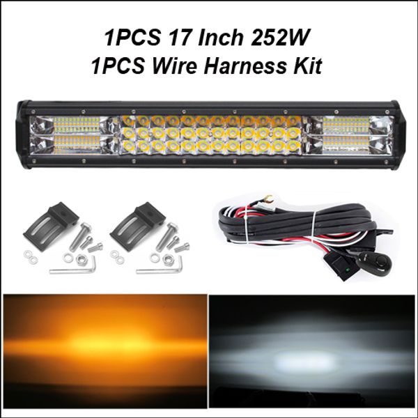 

20 inch 288w led work light bar white amber strobe flashing light for offorad trucks tractor suv atv 4wd boat emergency fog lamp