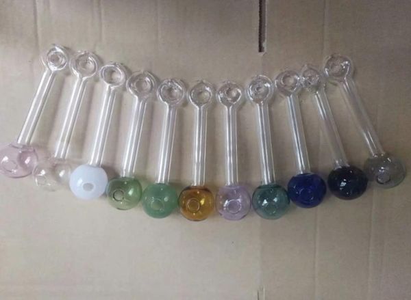 Acheter Couleur Bullous Nouveau Verre Rond Droit Pot En Verre Cuit Verre Bong Pipe à Eau Moulin à Ongles En Titane Bubblers En Verre Pour Fumer Tuyau