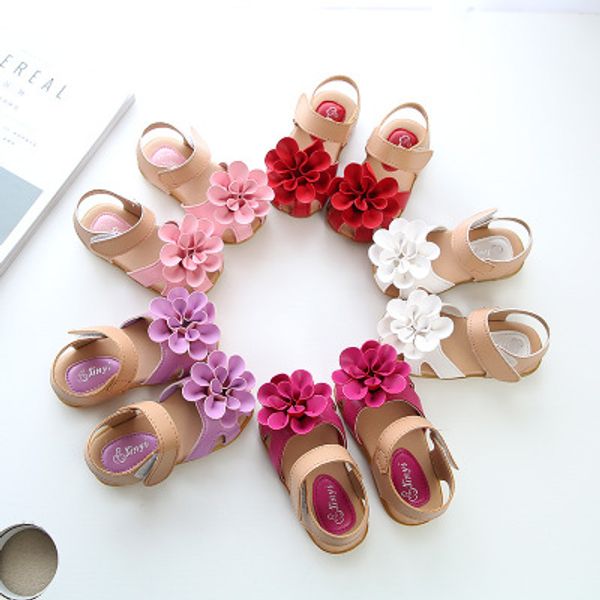 

2018 new girls soft sole korean style flower princess sandals cute fashion kids shoes summer beach children shoes toddler shoes m102, Black;red