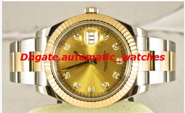 

luxury watches stainless steel bracelet 41mm ii 116333 steel & gold watch custom champagne diamond dial mechanical man watch wristwatch, Slivery;brown
