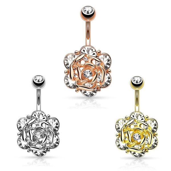 

new brand flowerzircon style crystal body jewelry belly button ring body piercing navel piercing silver color ombligo, Slivery;golden