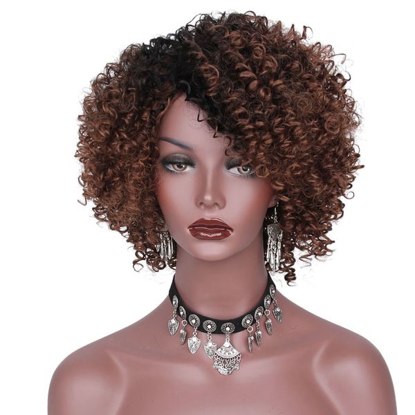 Aisi Hair Short Kinky Curly Hair For Woman Short Curly Ombre Brown