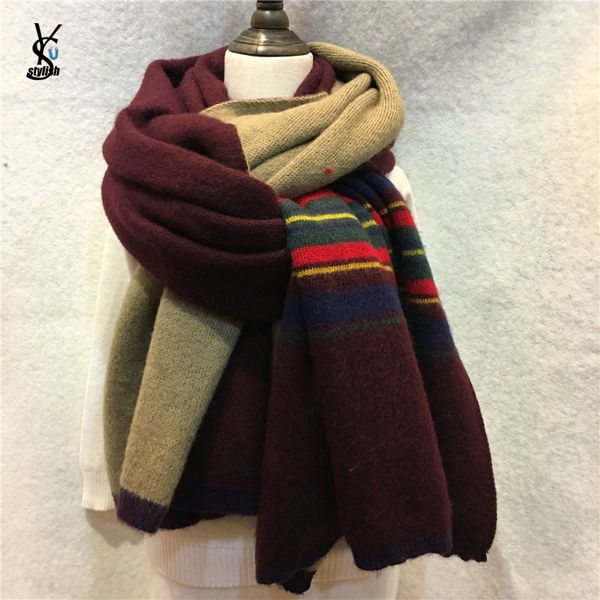 

colorful rainbow striped wrap scarf jamaica line winter warm blanket stole female hit color double jersey long shawl scarf yg904