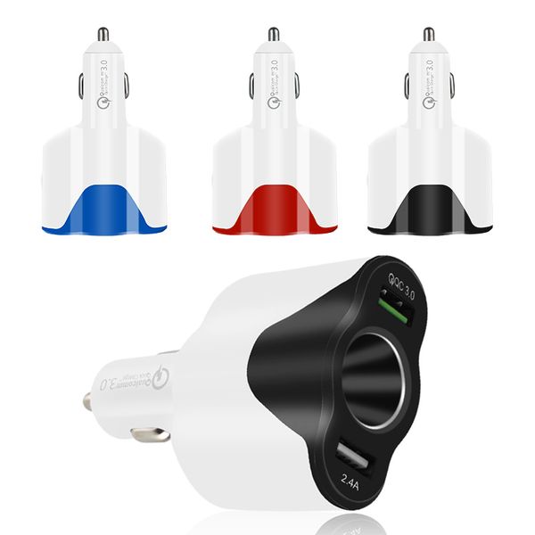 

For Tablet iphone XS MAX Xr X Phone QC3.0 Car Charger Dual USB Fast Speed Quick Charging Rapid Smart Cigarette Lighter Socket