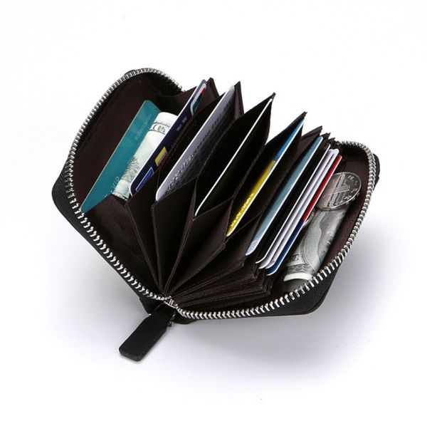 Кожаный бумажник молния RFID кредитной карты держатель протектор ID карты окно кредитной карты бумажник безопасности путешествия кошелек портмоне