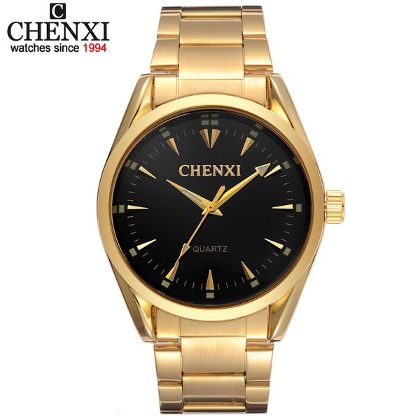 

Новые золотые часы мужчины люксовый бренд CHENXI наручные часы мужские часы золотой нержавеющей стали наручные часы Кварцевые Моды человек Watche IPG