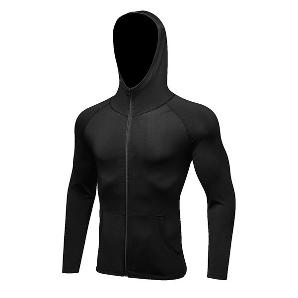 

new long sleeve sport coat men zipper hooded gym tracksuit clothing sports men's sportswear rashgard running jacket, Black;red