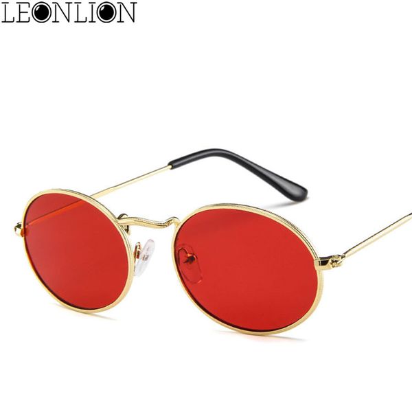 

leonlion metal oval frame sunglasses women brand designer glasses men round sun glasses vintage mirror uv400 oculos de sol gafas, White;black