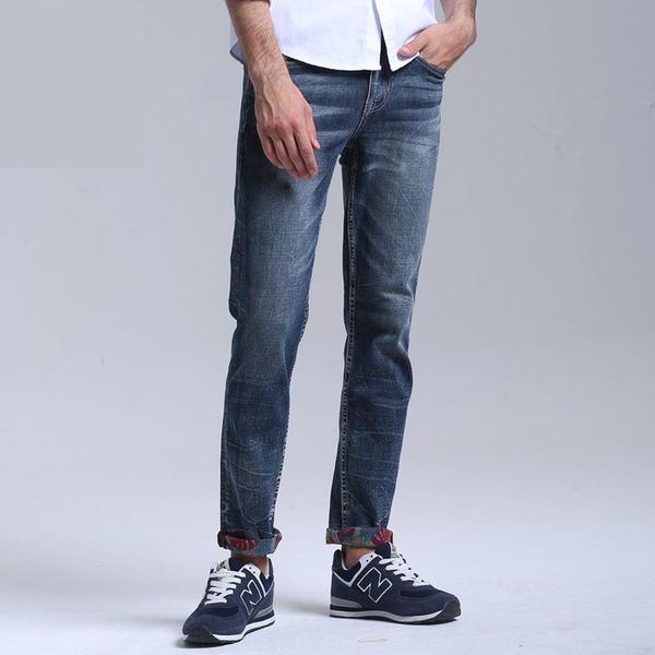 

2018 men cotton straight classic jeans spring autumn male denim pants overalls designer men jeans high quality, Blue