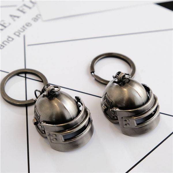 

pubg keychain game playerunknown's battlegrounds key chain level 3 helmet key rings gold special-forces armor key chain for men, Silver