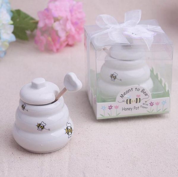 

100 pcs ceramic meant to bee honey jar honey pot wedding favors / baby shower favors sn802