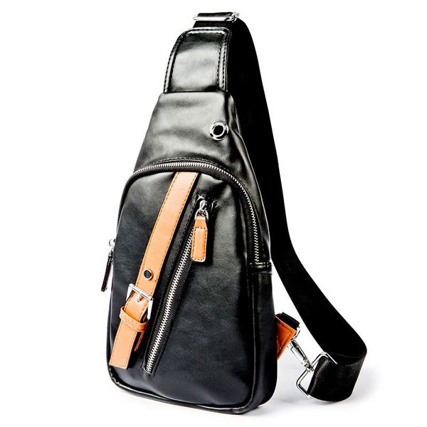 

2017 new men's leather chest bag korean style one shoulder cross body teen bag