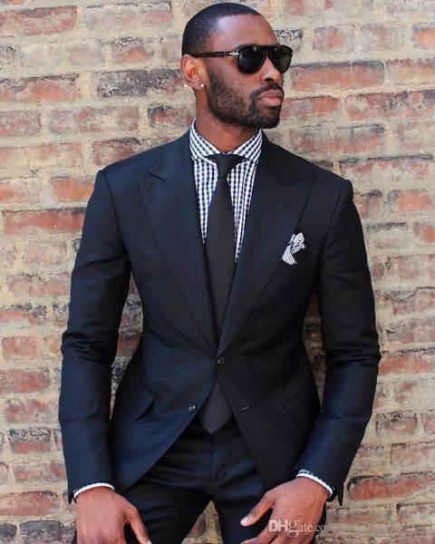 

пользовательские черный slim fit мужские костюмы 2018 свадебный жених смокинги groomsmen peak lapel best man blazer (куртка + брюки, Black;gray
