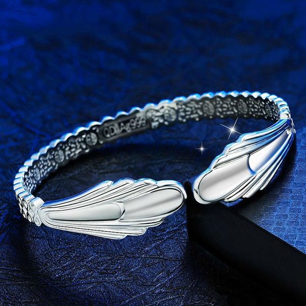 Mulheres 925 pulseiras de prata esterlinas asas anjos pulseira de prata sereia moda pulseira acessórios de prata presente dos namorados para amante