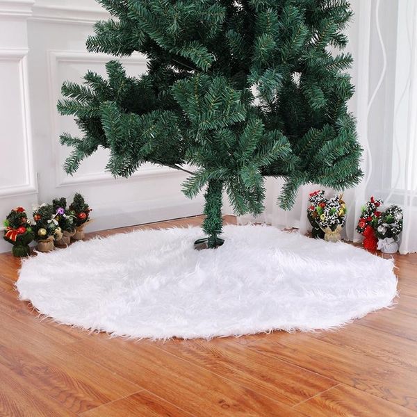 

christmas tree decorations long snow plush christmas tree skirt base floor mat cover xmas ornament santa claus deer