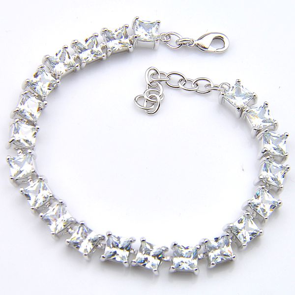 

luckyshine delicate dazzling jewelry square white z gems silver tennis cubic zirconia adjustable bracelets bangle for woman's men, Golden;silver