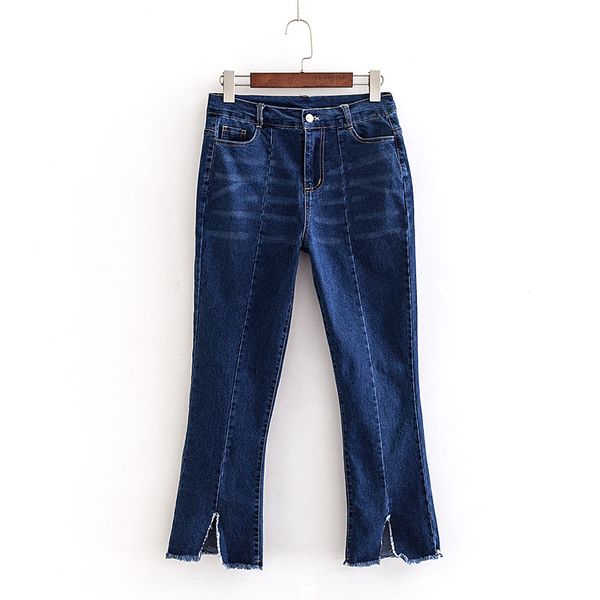 

b2 autumn winter plus size women clothing ankle-length jeans 5xl casual fashion loose stretch denim flare pants b706, Blue