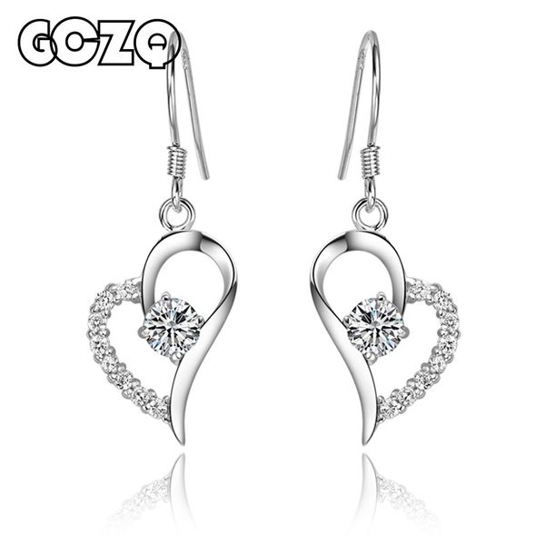 

gczq 925 sterling silver romantic heart design stud earrings for woman party wedding jewelry accessories sweet gift, Golden;silver