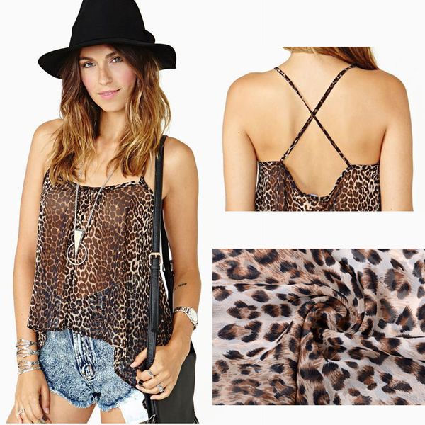 

sling shirt cross vest leopard chiffon, White