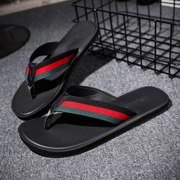 

2 color summer men slippers brand designer flip flops beach sandals non-slide male slippers zapatos hombre casual shoes, Blue;gray