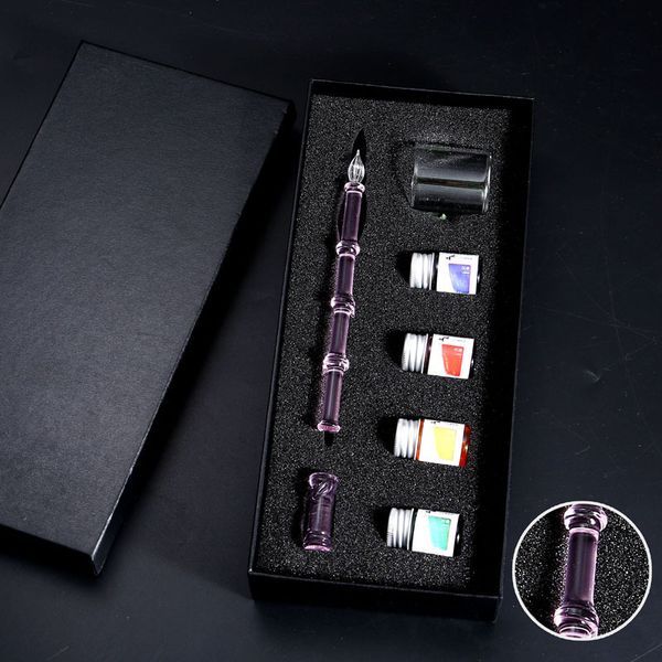 

creative starry sky glass pen drowning color ink dip pen set gift box glass material fountain writing tools pluma de vidrio