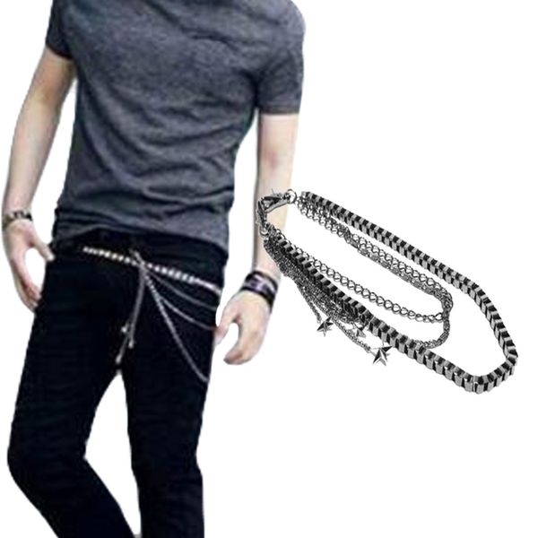

10pcs / lot singyou punk metal multilayer chain fashion jeans pants chain hip hop personality men waist strap, Black;brown