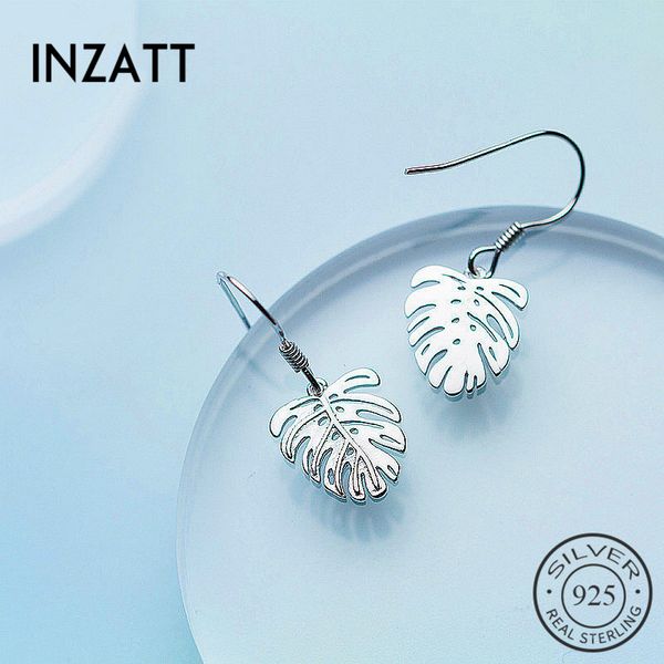 

inzatt trendy monstera leaf tropical plant drop earrings for women charm wedding party fashion jewelry new 2018 style gift, Silver