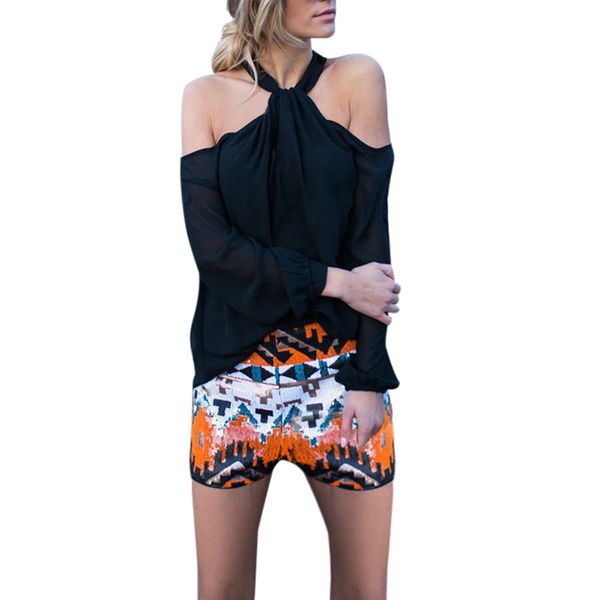 

лето женские сексуальные блузки девушки сексуальная длинная рукава с плеча шифон топы блузка рубашка женская блуза casual halter wgtx121, White