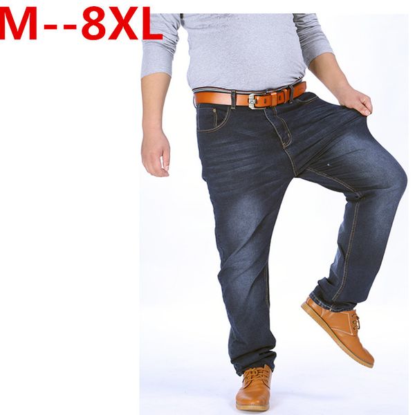 

high stretch plus size 52 48 46 44 42 9xl 8xl 7xl 6xl 5xl jeans black denim business jean relax business work trousers pants, Blue