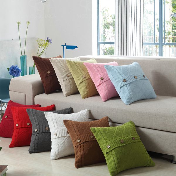 Geometric Pattern Cotton Cushion Covers With Button Square