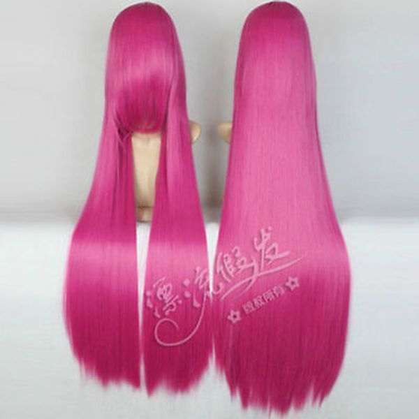 

long rose red anime party wig hair 100cm, Black;brown