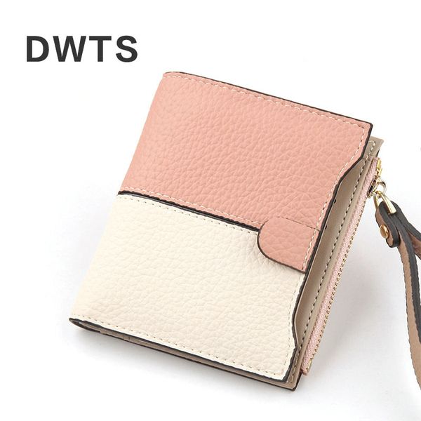 

new woman wallet short casual lychee pattern two-color stitching purse fashion zipper handbag wallet female cartera mujer, Red;black