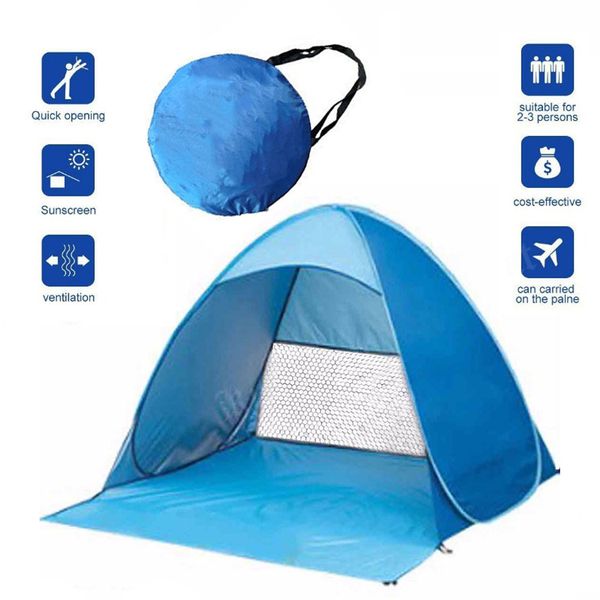 

beach tent 1 - 2 person automatic quick open fishing tents anti-uv sun shade camping hiking tent