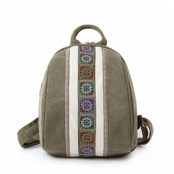 

ljl small canvas backpacks for teenage girls ethnic floral print mini bagpack women vintage travel rucksack school ba