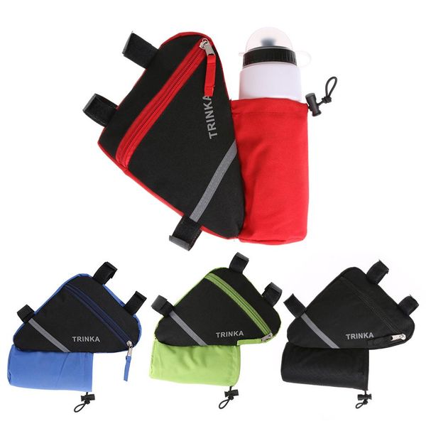 

mtb mountain bicycle front frame triangle bag cycling tube bag with water bottle pocket bicycle accessories (without bottle