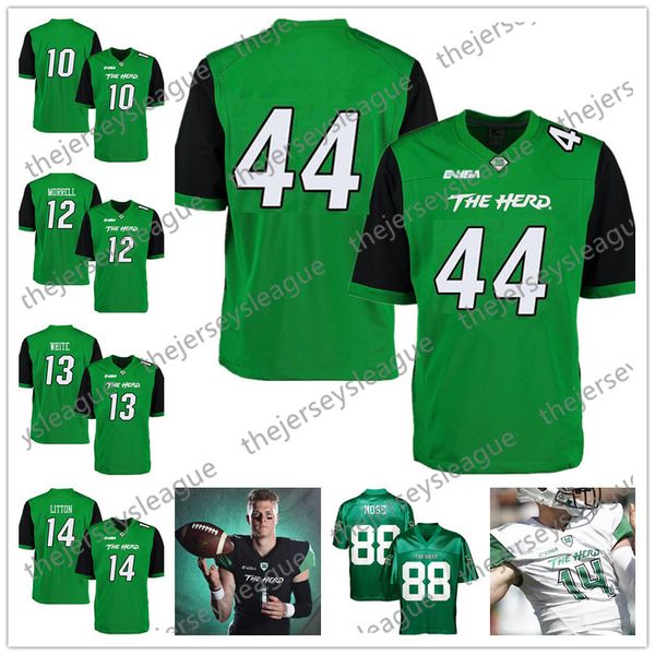 

marshall thundering herd #44 ahmad bradshaw 13 jackson white 50 will ulmer 17 isaiah green black stitched ncaa college football jersey