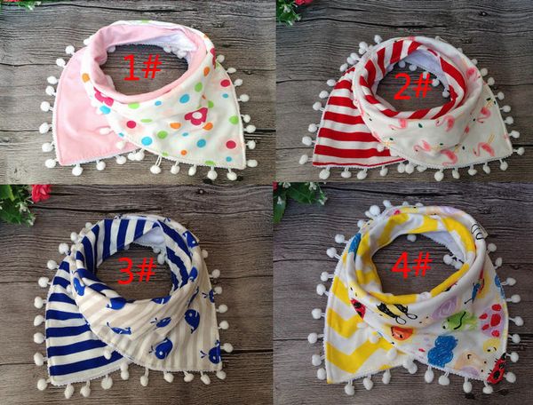 

2pcs/set baby girl princess tassel bibs infant toddlers cartoon flamingo cow milk printed bibs baby 100% cotton saliva towel triangle
