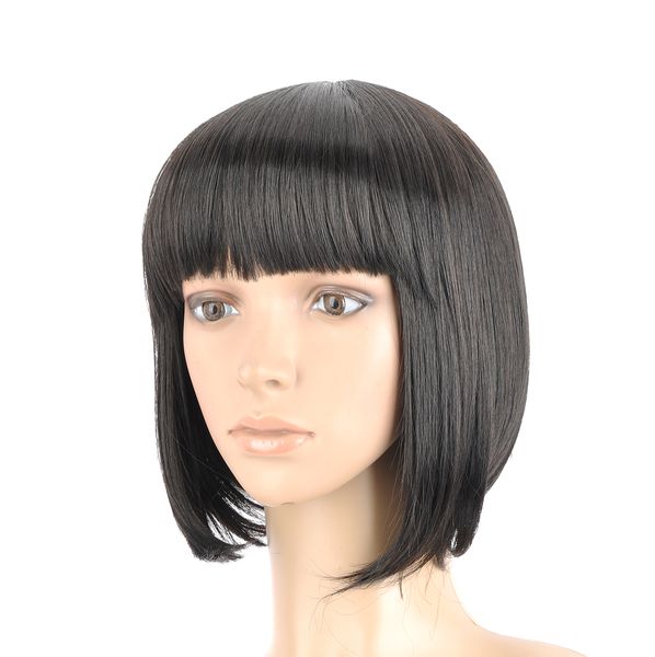 

fashion lady's short natural straight hair synthetic hair wig for lady, Black;brown