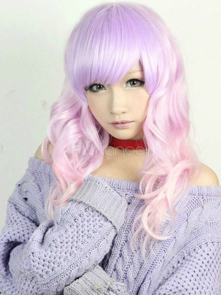 

cosplay synthetic women's pink long curl hair wigs, Black;brown