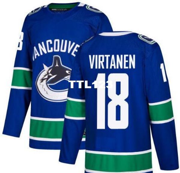 

настоящие мужчины настоящие полная вышивка 2017-2018 сезон ванкувер кэнакс 18 джейк виртанен хоккейная майка или на заказ любое имя или номе, Black;red