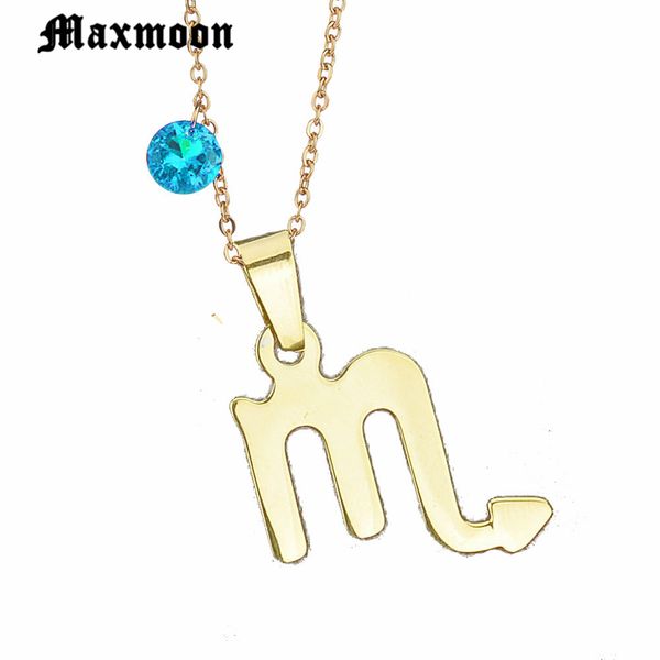 

maxmoon 12 constellations stainless steel 3 colors zodiac sign scorpio pendant necklace name necklace birthday gift bijoux, Silver